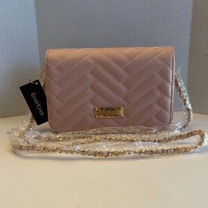 bebe Quilted Pink Chain Crossbody Bag